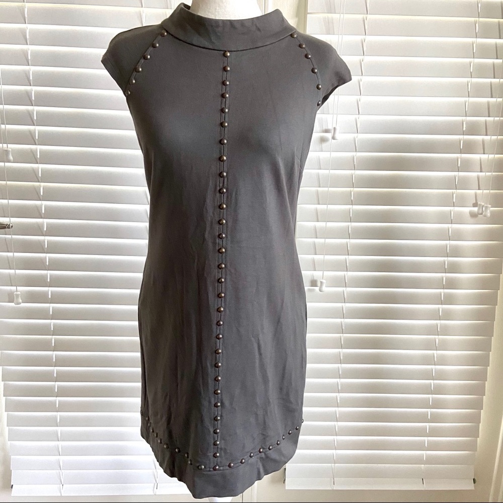 Cynthia Steffe 6 Olive Grey Studded Career Dress